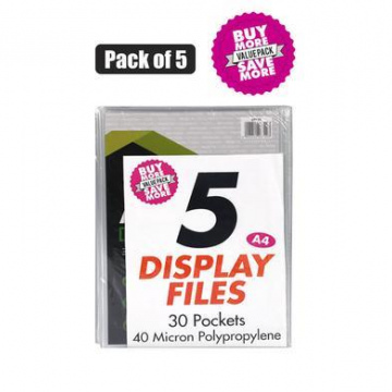 FILE DISPLAY-BOOK PL A4 30-PAGE 5PK
