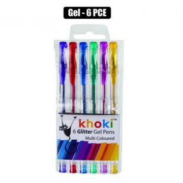 PEN NOVELTY GEL GLITTER 6PCE