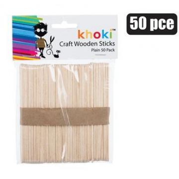 ART+CRAFT WOODEN LOLLY STICKS PLAIN 50
