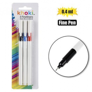 PEN FINELINER RED-BLUE-BLACK 0.4mm