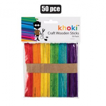 ART+CRAFT WOODEN LOLLY STICKS COLOUR 50